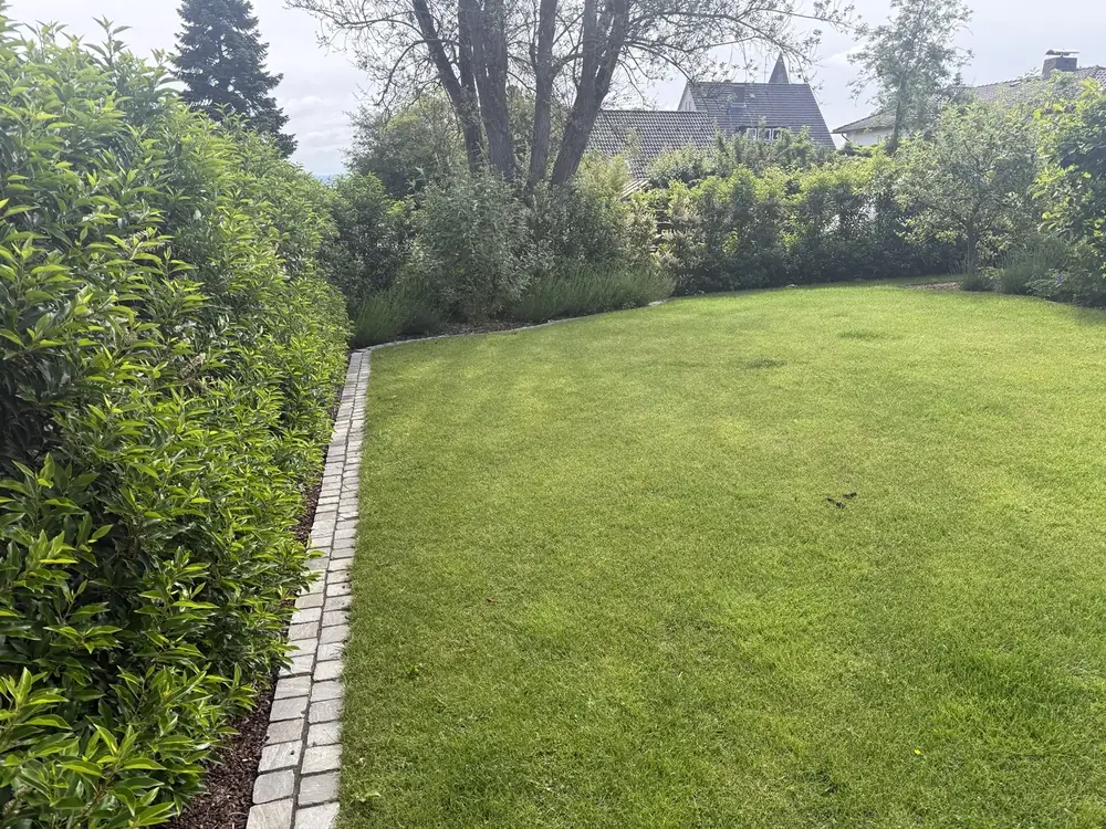 Hochwertige Gartenanlage mit Pflasterflächen und Naturstein in Kassel
